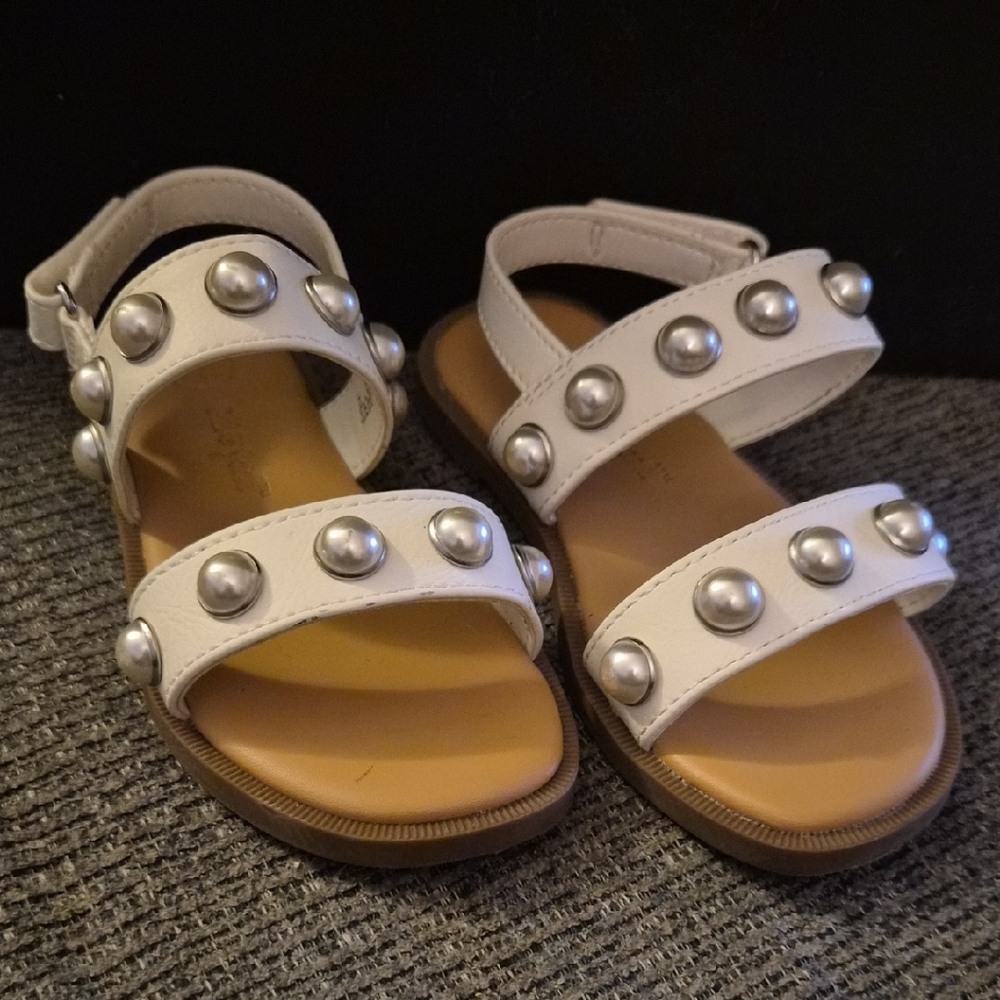 Cat & Jack White Sandals with Silver Accents
